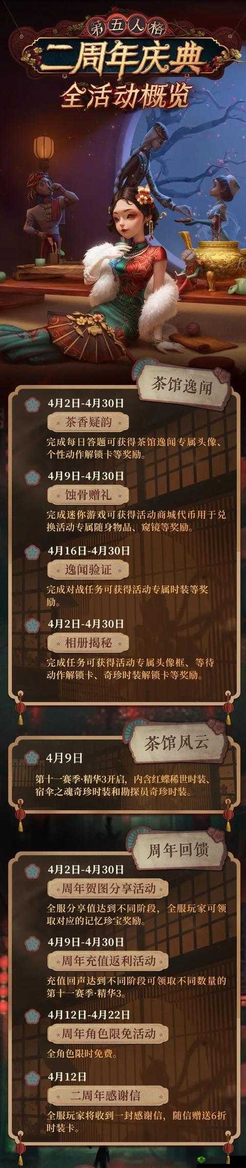 第五人格二周年活动内容汇总