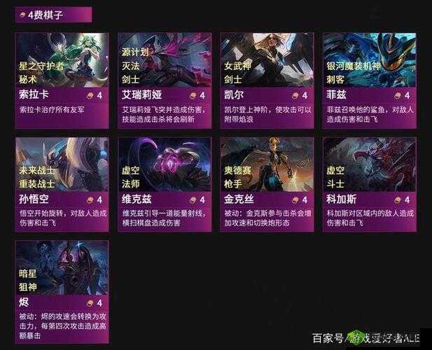 云顶之弈 s4 赛季棋子评级及梯度排行