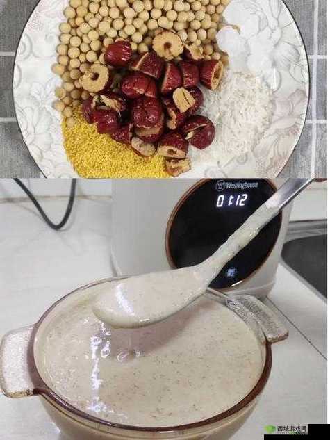 男女携手共努力做豆浆的温馨画面